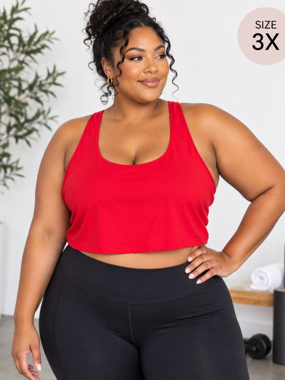 Yitty Sports Bra Plus Size 3X Red Racerback Crop Workout Athleisure